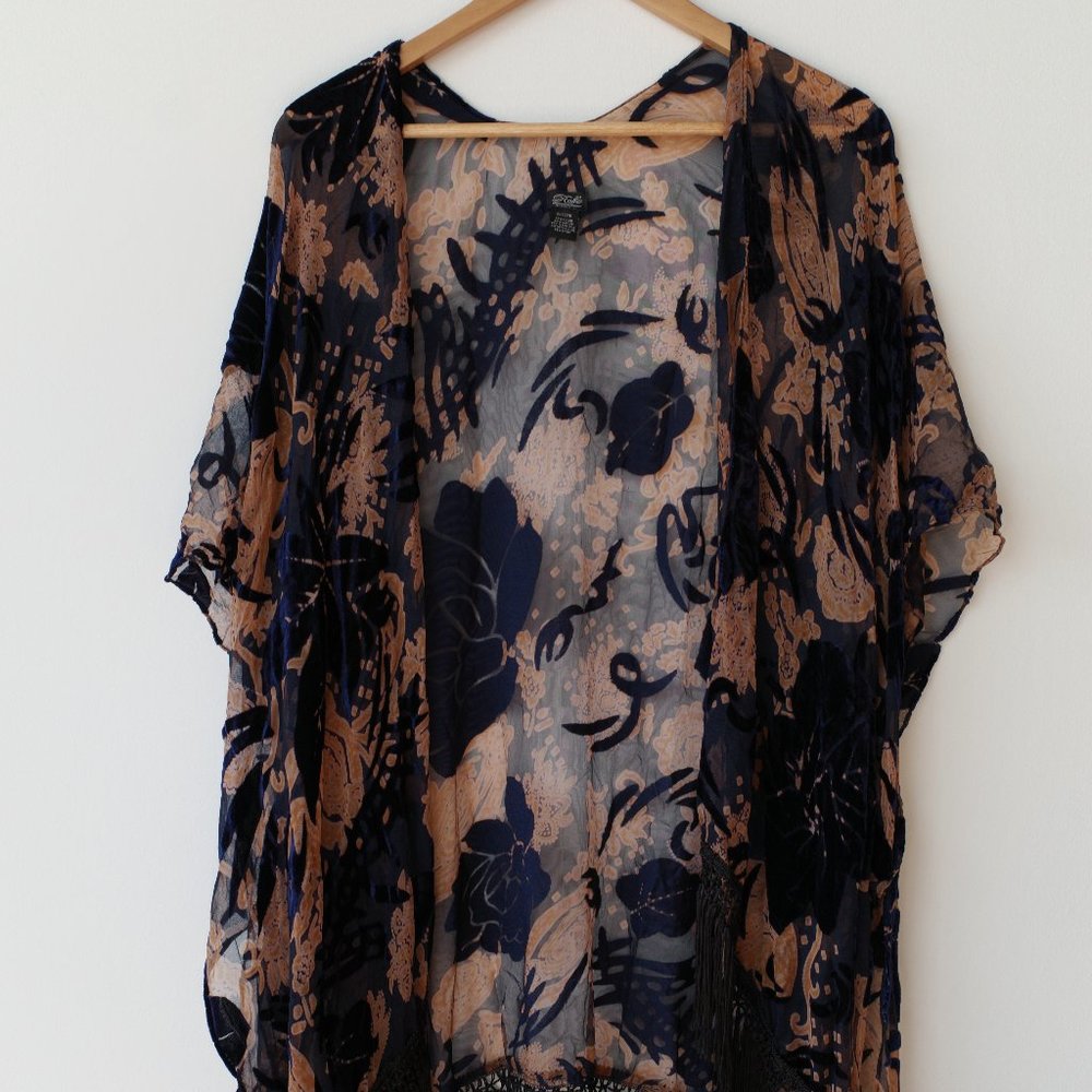 Sheer Silk and Velvet Cardigan